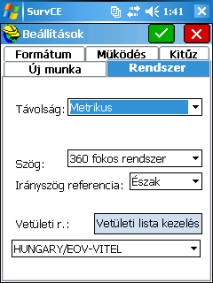 EOV a SurvCE-ben