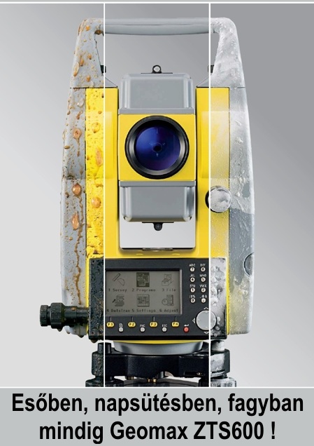 Geomax ZTS600 mérőállomás esőben fagyban